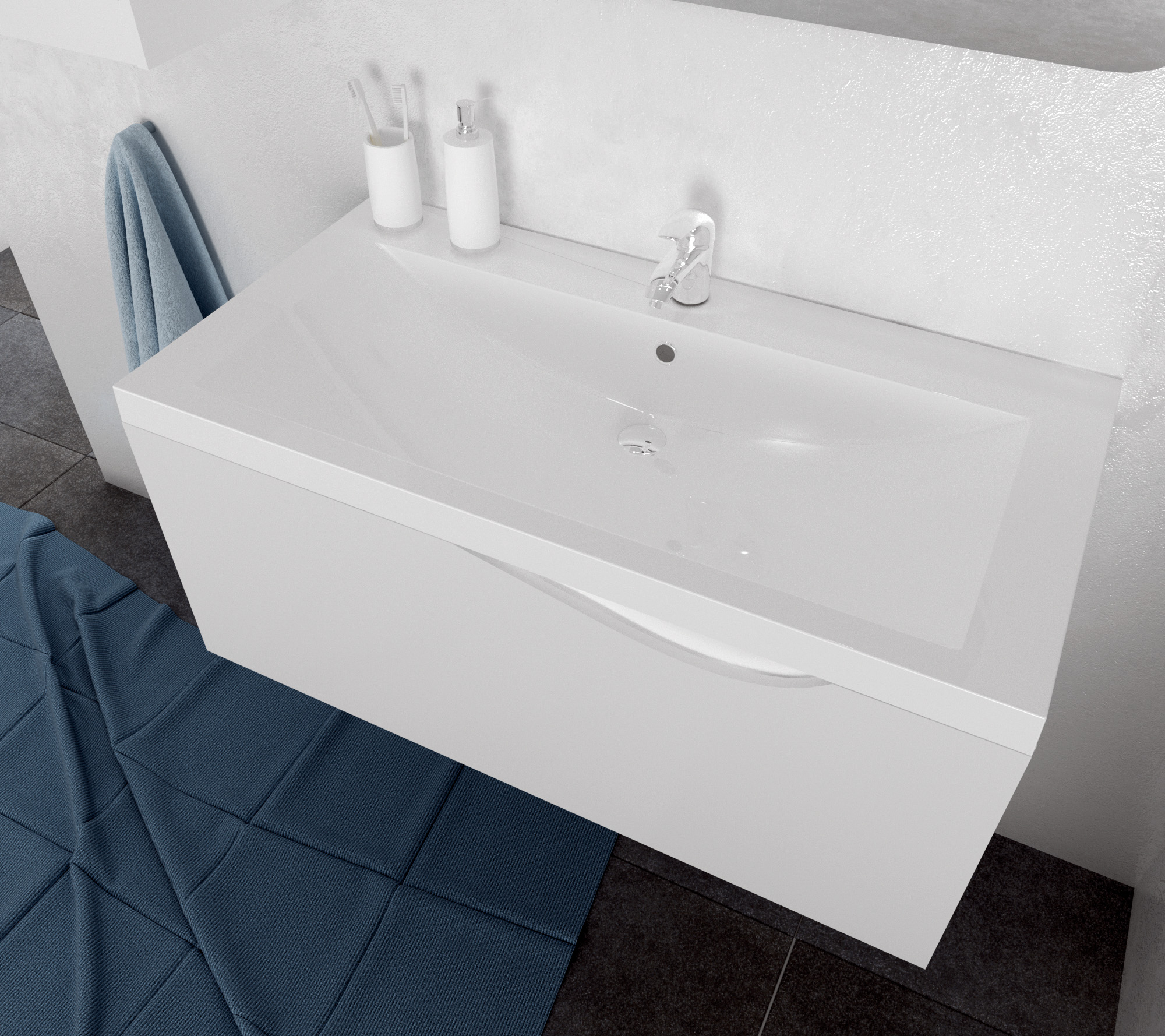 У57584 Тумба Этюд 90П 1в.я. Белый глянец 1 Marka Этюд  - Вид №1