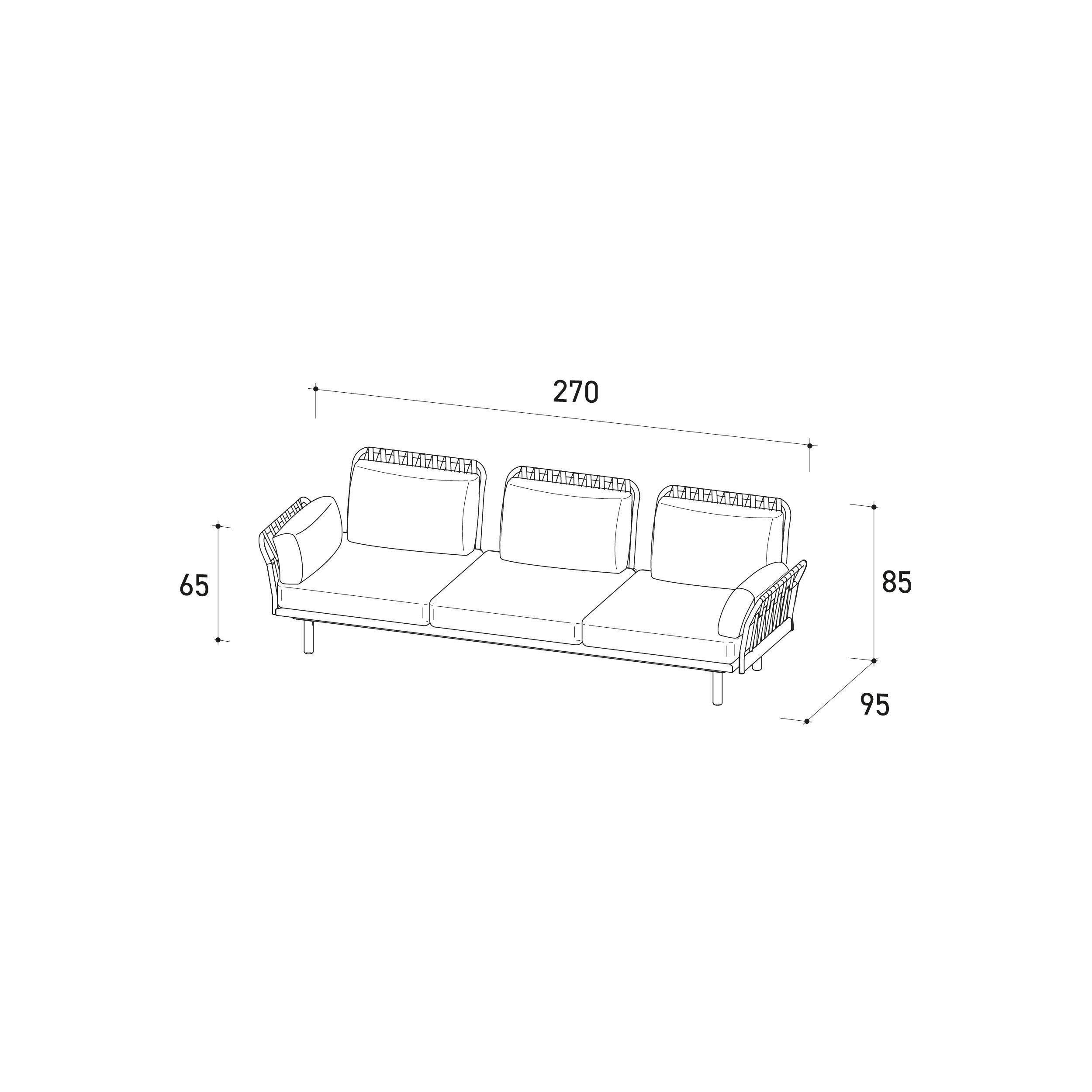 3-местный тканевый садовый диван Varaschin Emma Cross ARCH-00071436 - Вид №5