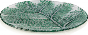 10642999 IVV Блюдо IVV "Сосновая ветвь" 34см (зелёный декор) Стекло