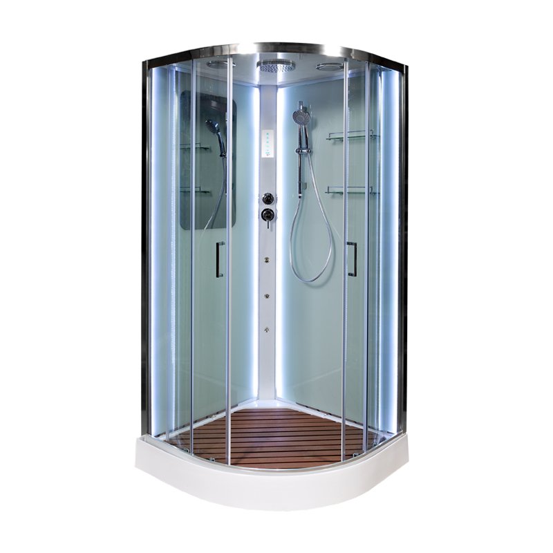 L 890 с гм. и эл. BLACK Душевая кабина DETO Серия L А09 LED и гидромассажем