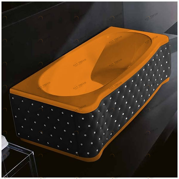 Ванна Gruppo treesse New Classic Young VTL-V6741-DX-KCS-O оранжевая прямоугольная правая чёрная кожа кристаллы сваровски VTLV6741DXKCSO