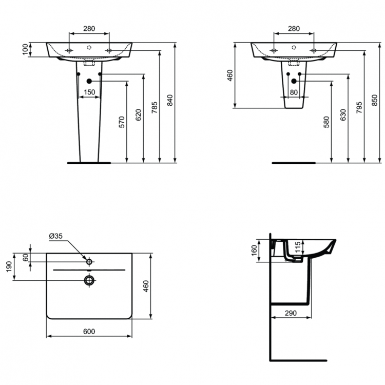 E074201 Раковина 60 см Ideal Standard CONNECT AIR - Вид №4