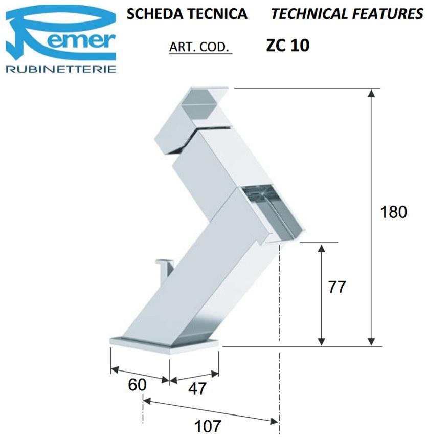 Remer Rubinetterie Смеситель для раковины, однорычажный, настольный Flash Zc10 - Вид №4