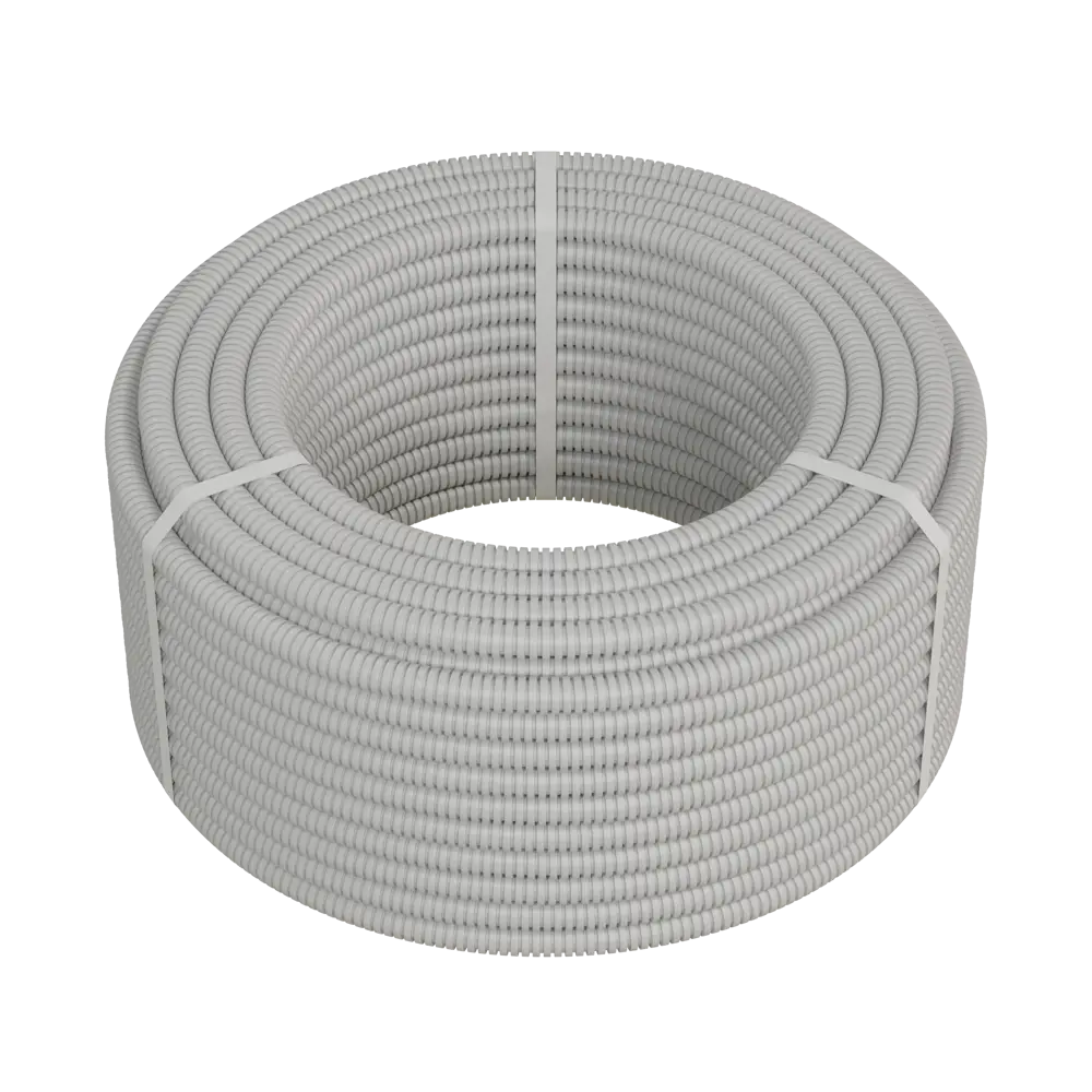 Труба гофрированная Экопласт D16 мм 50 м ПВХ легкая с протяжкой цвет серый STLM-2202816 - Вид №1