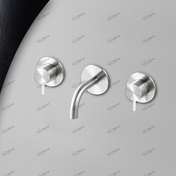 Смеситель для раковины сталь глянцевая с белой ручкой Toki Radomonte TKI27LCIL21