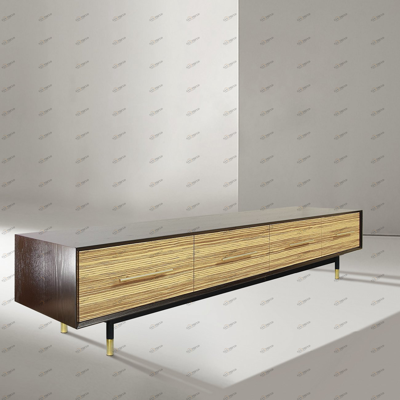 Тумба под телевизор с 4 ящиками зебрано Impala ACWD IMPALA 00-3981925 Бежевый;коричневый 