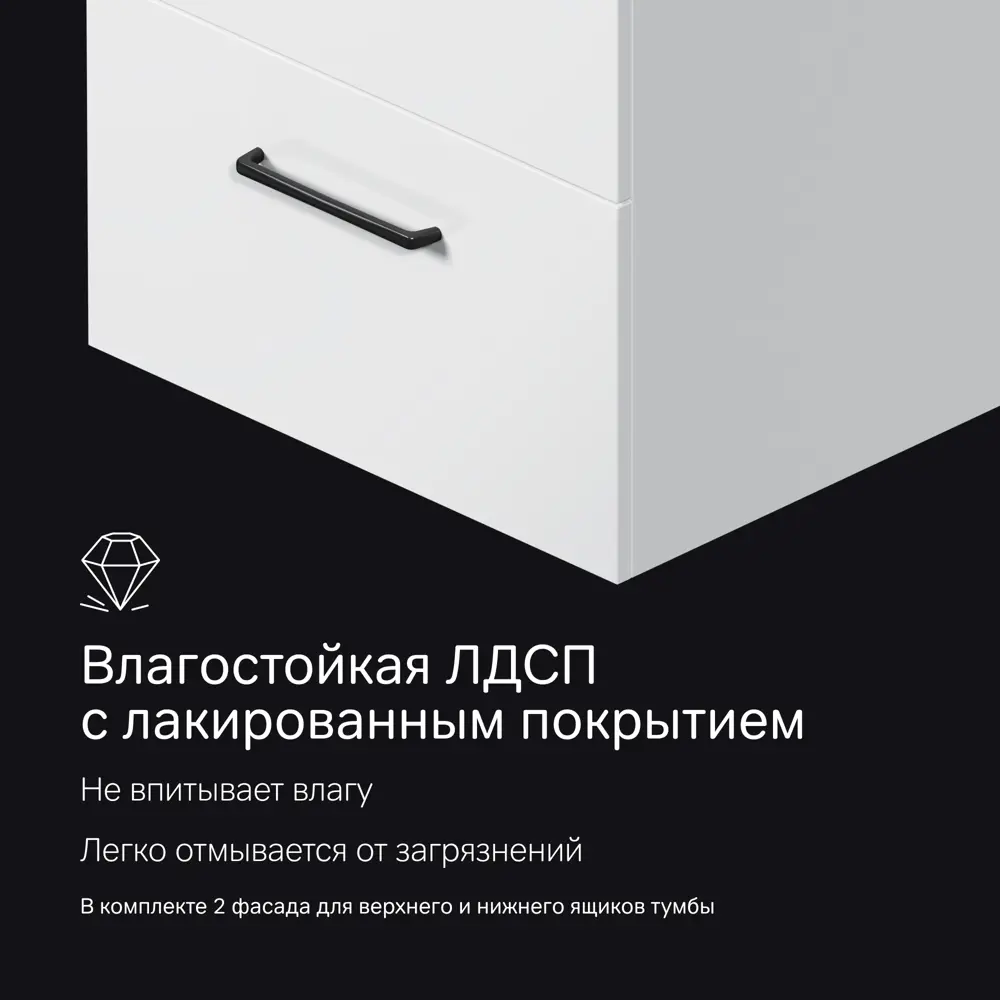 Комплект фасадов для тумбы AM.PM Force M9FFFF0602WM 33x57 см влагостойкая ЛДСП цвет белый 2 шт 89394630 STLM-2192922  - Вид №8