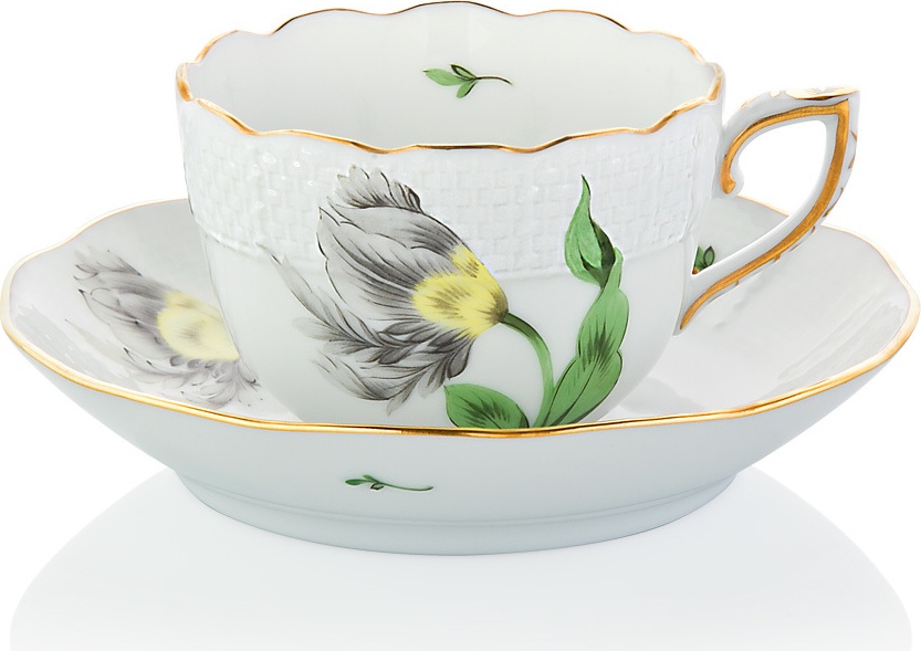 1051669 Herend Чашка для мокко с блюдцем 80мл "Китти" (черная) Фарфор 