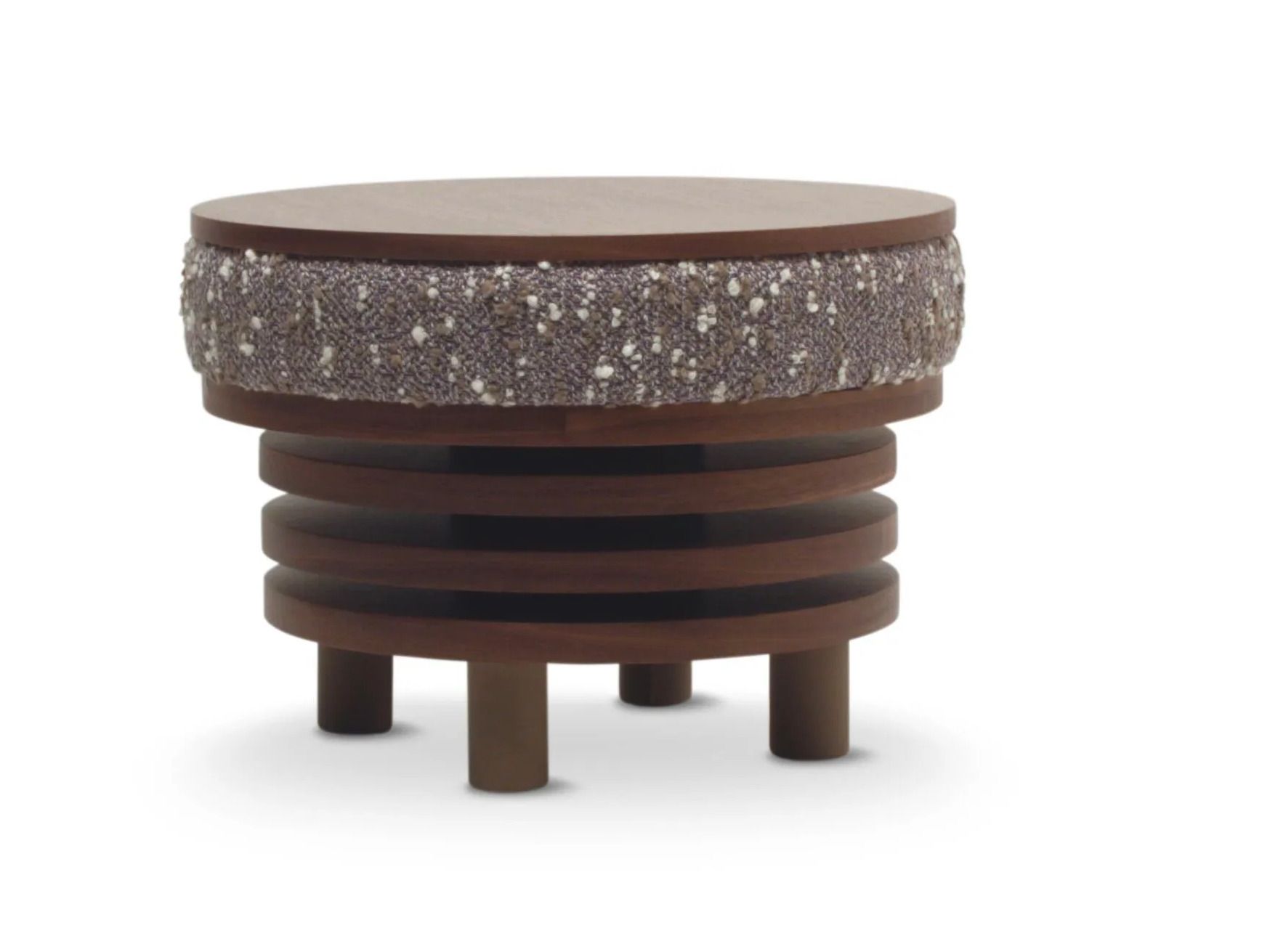 Круглый мягкий журнальный столик с лакированной столешницей из МДФ Adrenalina Roche ARCH-00105018