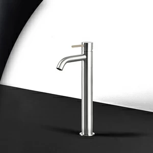 Смеситель для раковины сталь матовая с бежевой ручкой Toki Radomonte TKS3SCIL18