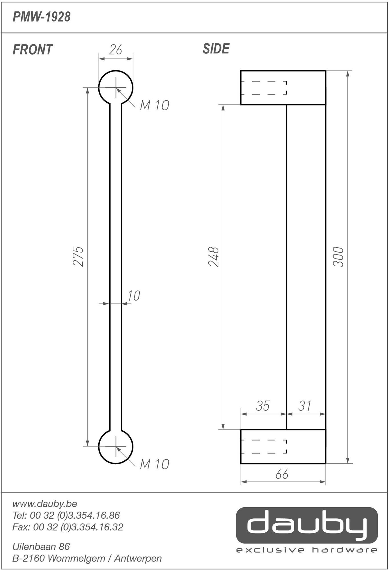 Dauby Бронзовая ручка Pure® 15786 - Вид №1