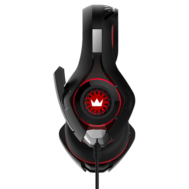 CMGH-101T Гарнитура игровая , black&red (подключение jack 3.5мм 4pin+ адаптер 2*jack spk+mic,частотный диапазон: 20гц-20,000 гц ,кабель 2.1м,размер d 250мм, регулировка громкости, микрофон на ножке) Crown Santreyd  - Вид №2
