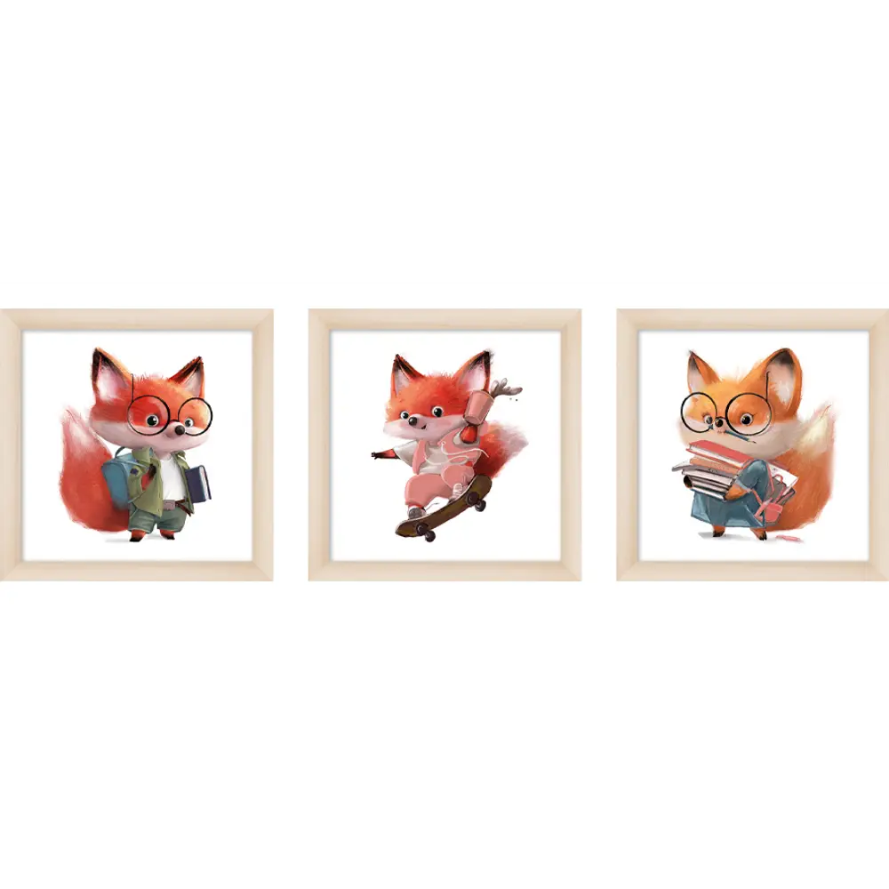 Модульная картина Лисята 40x40 см 3 шт POSTERMARKET STLM-2188943