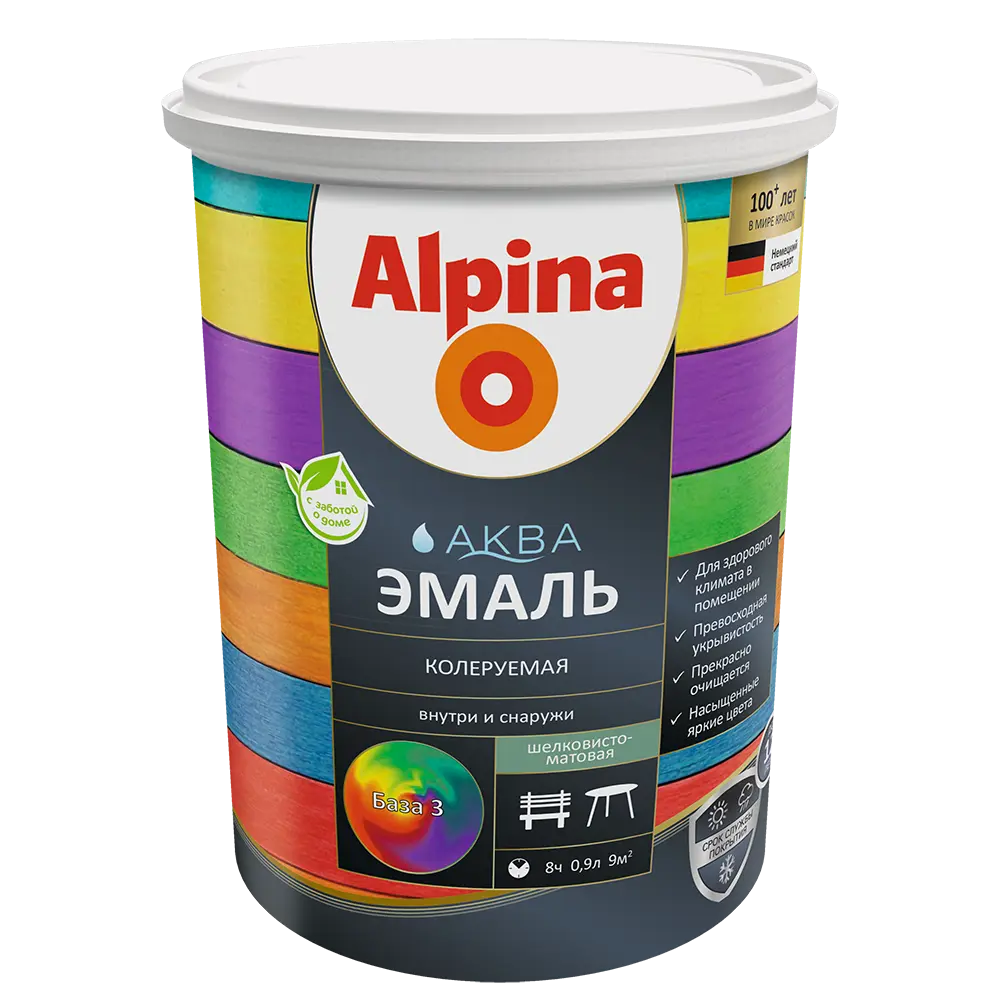 Эмаль Alpina Аква База 3 полуматовая цвет прозрачный 0.86 л STLM-2144796