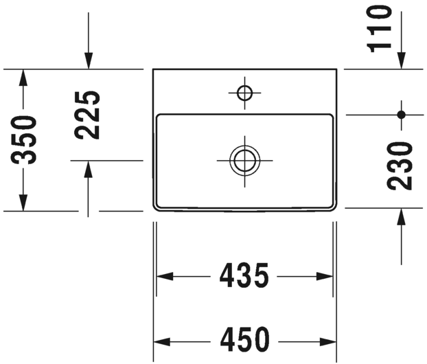 0732450070 Подвесная раковина настенная овальная Duravit DuraSquare - Вид №1