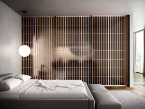 Передвижная стена / дверь из алюминия и стекла