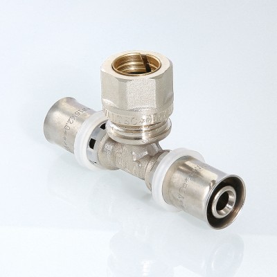 VTm.233.I.201516 Пресс-фитинг – тройник с переходом на обжимное соединение Valtec 20 x 15 x 16 мм  - Вид №5