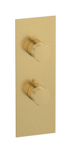 Комплект наружных частей термостата с дивертером на 3 потребителя - вертикальная прямоугольная панель с ручками Industria WE ARE IB eua711osnid1 Brushed Gold Aqua