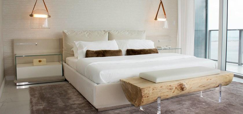 MORADA Кожаная кровать King size со встроенными прикроватными тумбочками Lampo Lampo bedfs - Вид №3