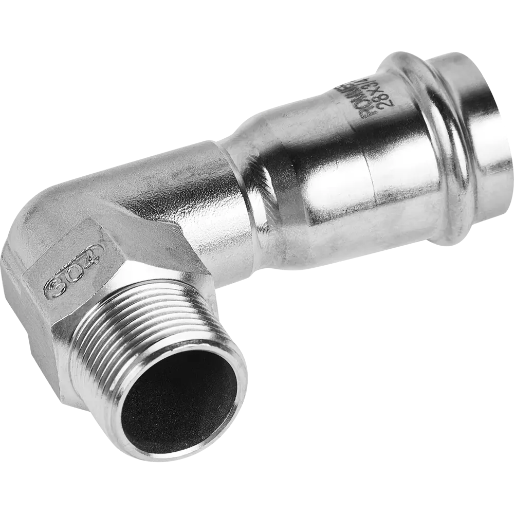 Угол переходной Rommer 3/4"x28 мм ВПр-НР нержавеющая сталь STLM-2059261