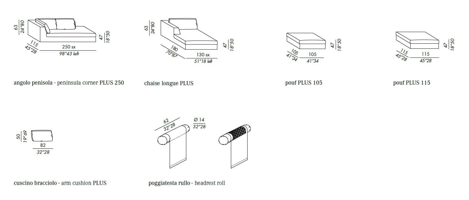 Съемный модульный диван из ткани Meridiani ARCH-00037070 - Вид №13