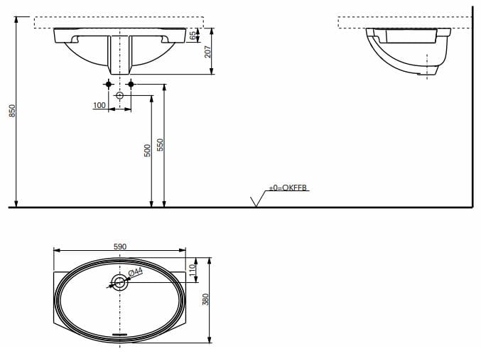 Керамическая овальная подводная раковина TOTO WU LW1505JUYW/F#W / LW1506JUYW/F#W ARCH-00064150 - Вид №4