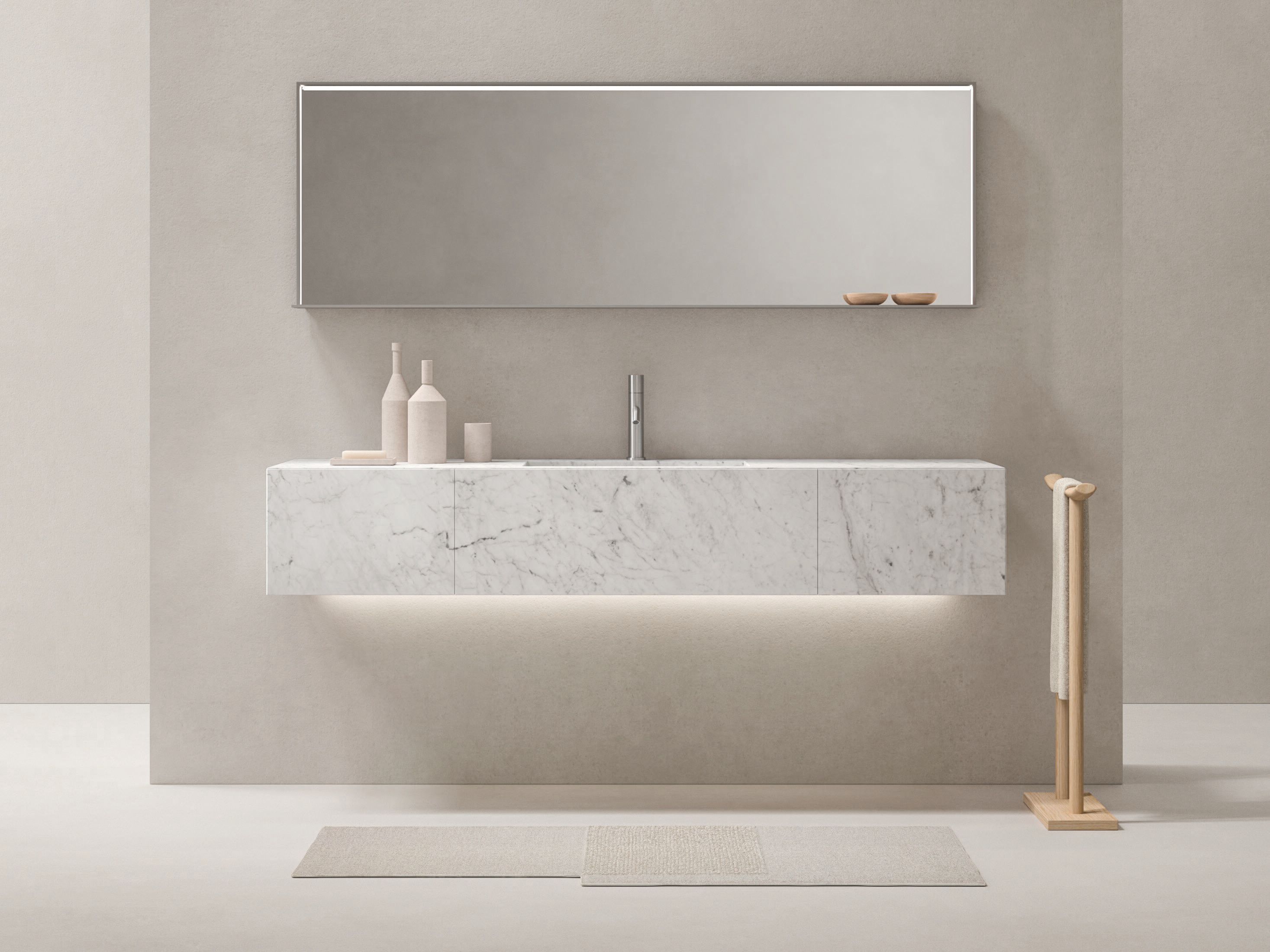 Каррарский мраморный подвесной умывальник со встроенной раковиной Noorth Azuma ARCH-00042313