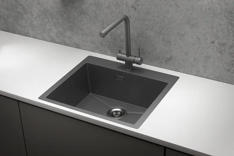 5951, ГРАФИТ МАТОВЫЙ, стальная кухонная мойка GRANULA 5951-ST353