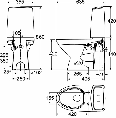 3726001201 Компакт унитаз с бачком Белый IDO Glow Швеция - Вид №1