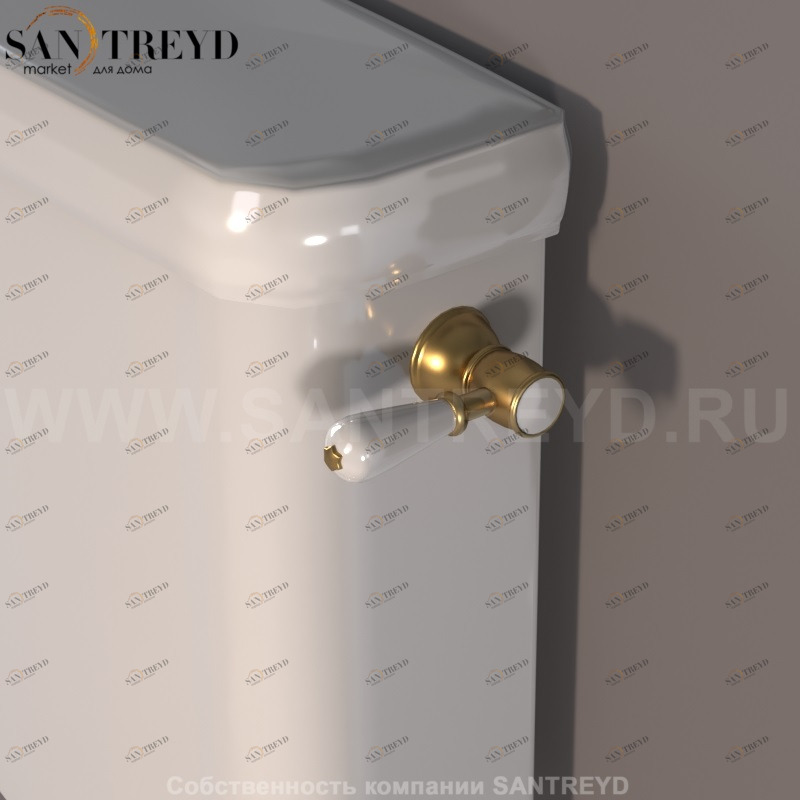 757091 Механизм смыва рычаг, для низкого бочка (ранец), установка ручки только справа. Retro Kerasan