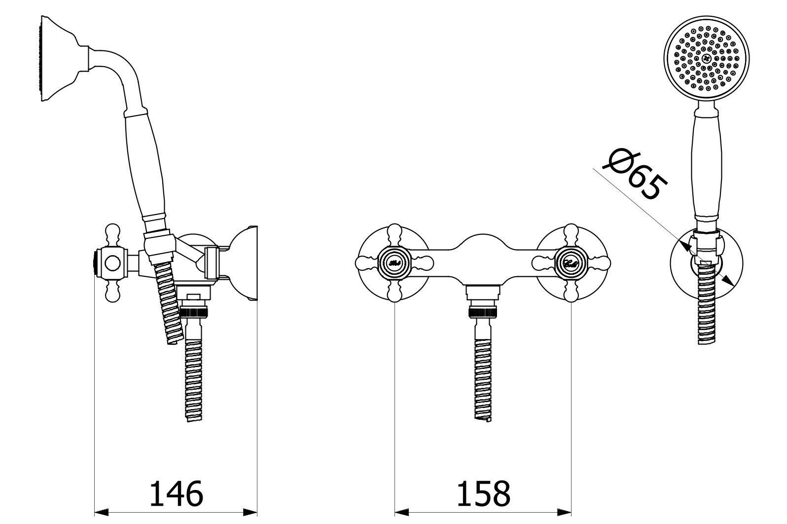 Встраиваемый смеситель для душа с ручным душем IB Hermes + Hermes Elle ARCH-00060633 - Вид №4