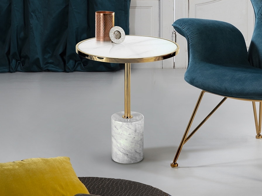098654 Столик приставной Ø46 белый/золотой Schuller Dekala  - Вид №1