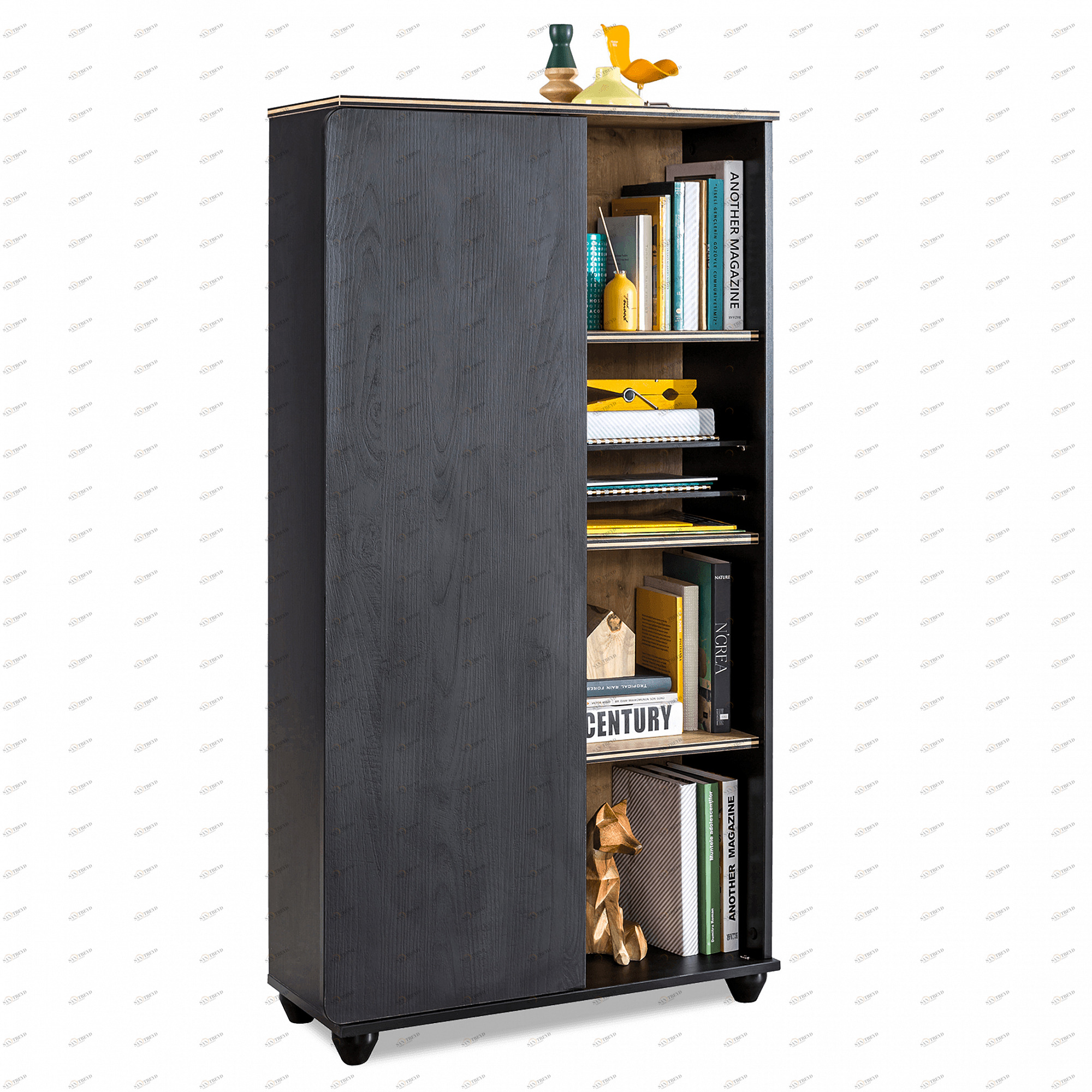 Книжный шкаф черный с дверцей Black CILEK BLACK 00-3832187 Черный Santreyd