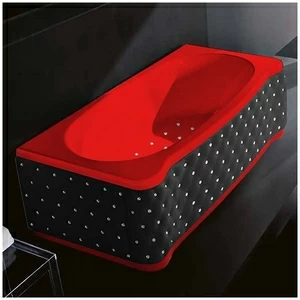 Ванна Gruppo treesse New Classic Young STA-V674C-DX-KCS-K красная с аэромассажем прямоугольная правая чёрная кожа кристаллы сваровски