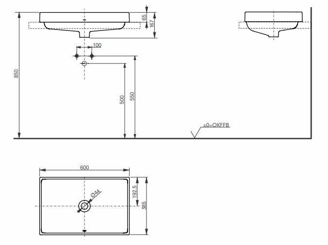 Керамическая прямоугольная раковина с полукругом TOTO CS ARCH-00088779 - Вид №8
