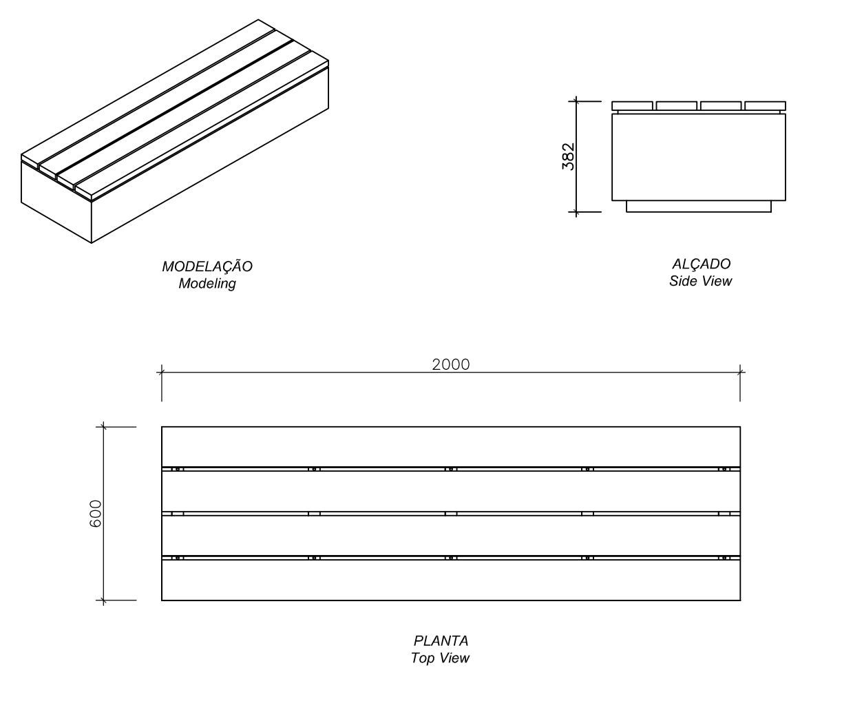 Бетонная и деревянная скамья без спинки amop комфорт ARCH-00029619 - Вид №3