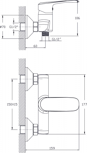 Смеситель для душа Rush Gozo GZ3735-63 хром 11521138 - Вид №1