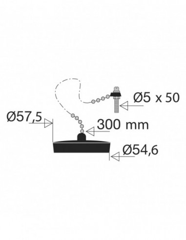 010300 000 00  Стопор цепи с зажимом, длина 300 мм, длина 54,6 / 57,5 ​​мм, нержавеющая сталь, хромированная Valentin Чернить  - Вид №2