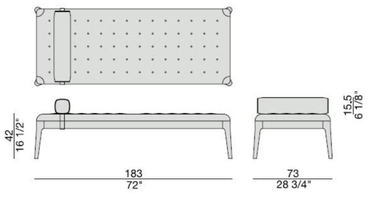Porada Стеганая кушетка из ткани Eighteen sun-id-1498059 - Вид №1