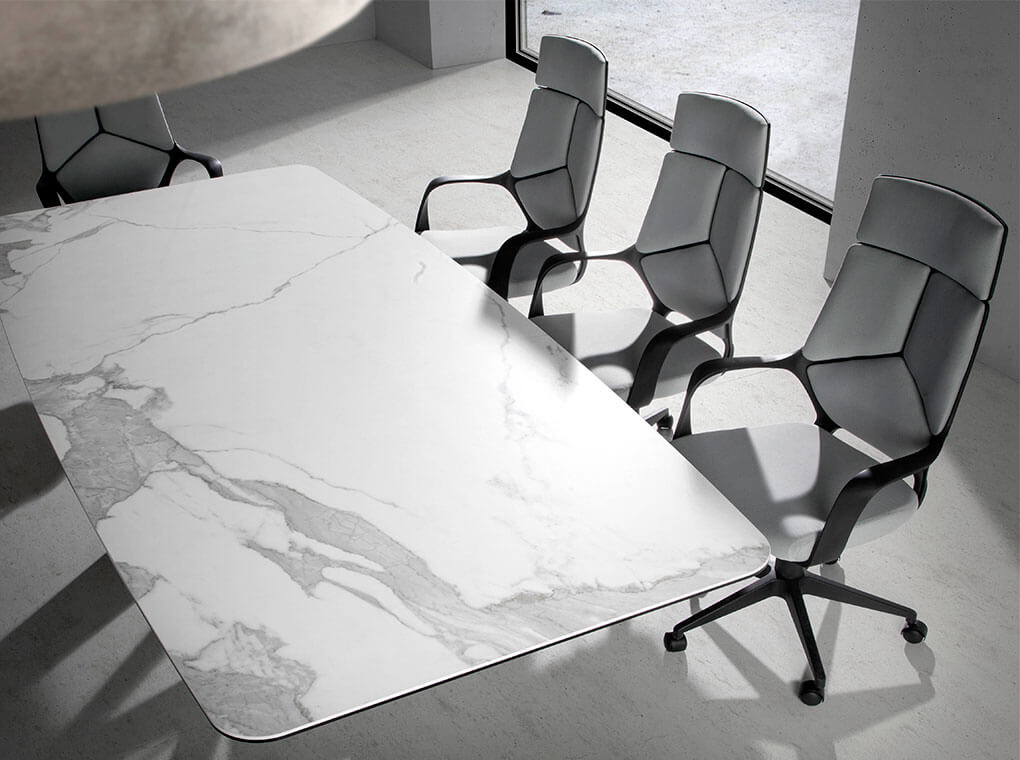 092837 Стол обеденный прямоугольный мраморный 260 белые ножки Angel Cerda CT2061  - Вид №2