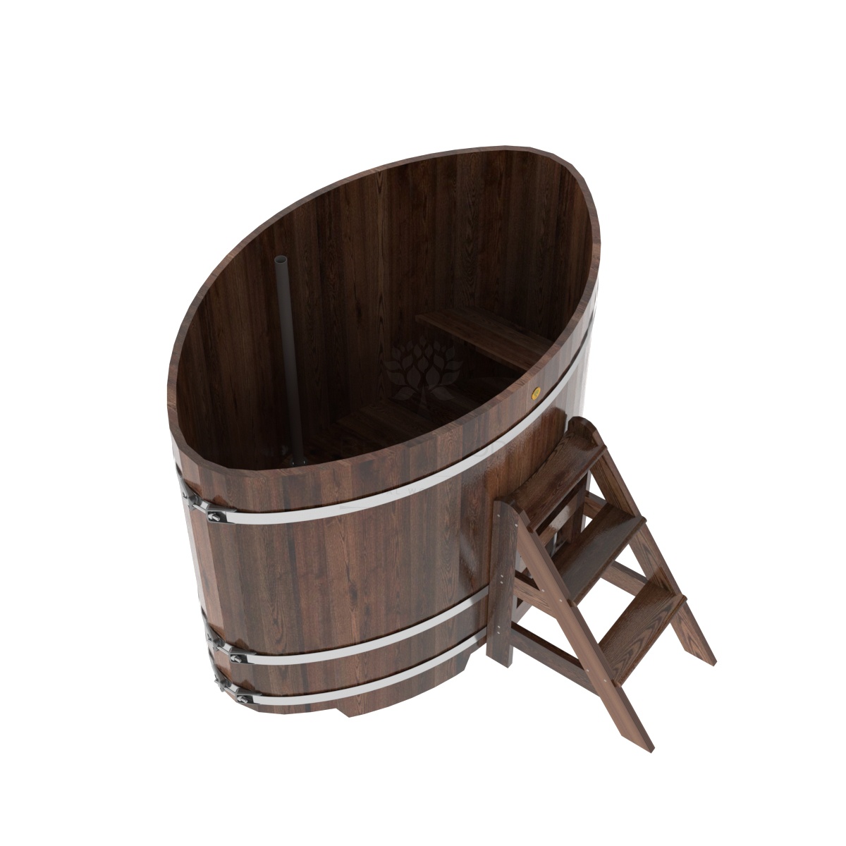 1181 Купель овальная из лиственницы 1,08х1,75х1,2 морёная премиум Alyarus  - Вид №1