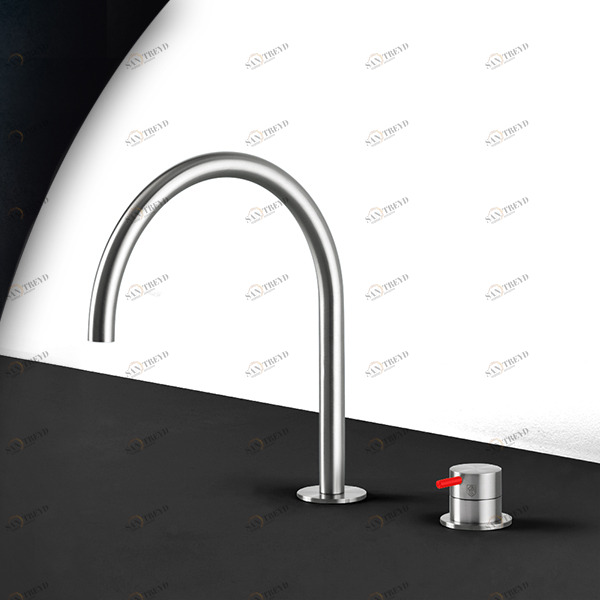 Кухонный смеситель сталь матовая с красной ручкой Kitchen Radomonte TKI32SCIL25 Кухонные смесители Radomonte TKI32SCIL25KITCHEN