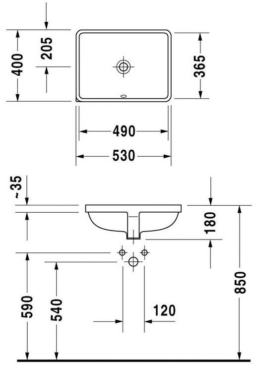 030549 Накладная раковина под столешницу  овальная Duravit Starck 3 - Вид №1