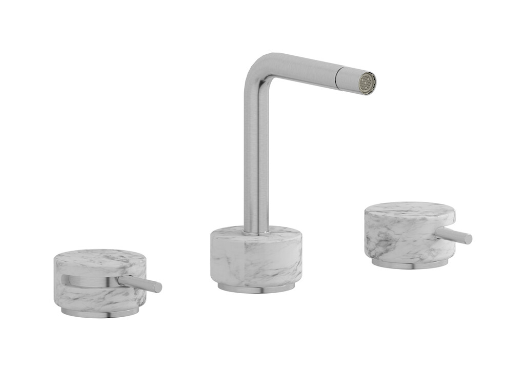 Смеситель для биде на 3 отверстия с донным клапаном WE ARE IB mm393ss_1 Brushed Nickel Marmo