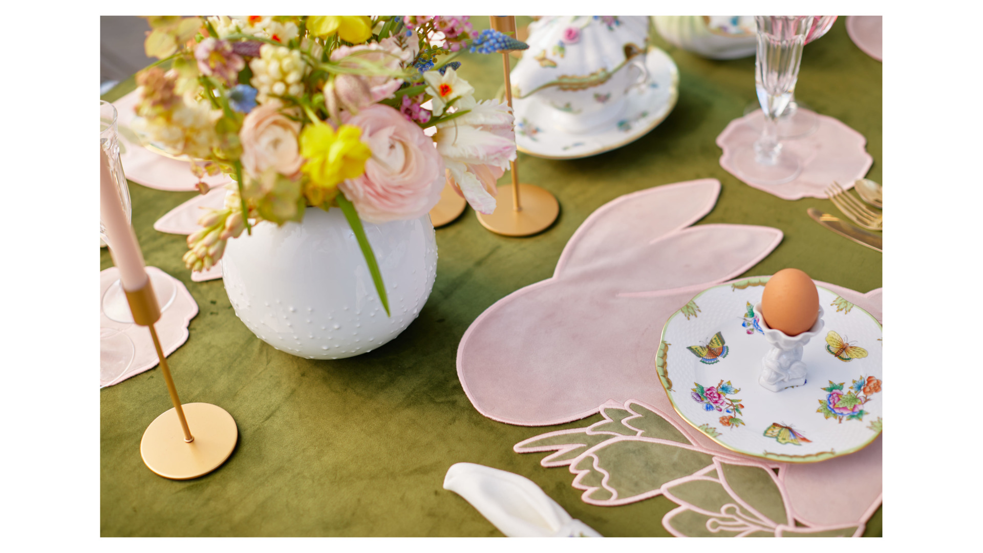 10677592 Truffle Bee Набор плейсматов Truffle Bee Easter bunny velvet 40х43см, 2шт, розово-зеленый, полиэстер Ткань  - Вид №1