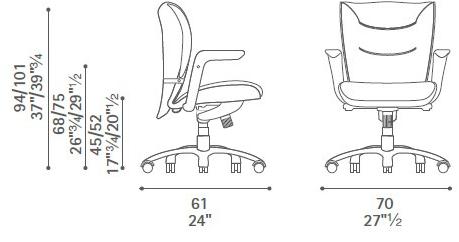 Poltrona Frau Поворотное кожаное кресло Executive с 5-ю спицами и колесами L'ufficio - poltrone ufficio sun-id-1372591 - Вид №5