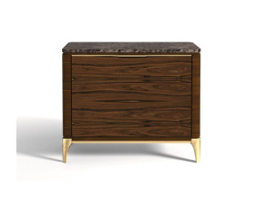 Деревянная и мраморная тумбочка с ящиками