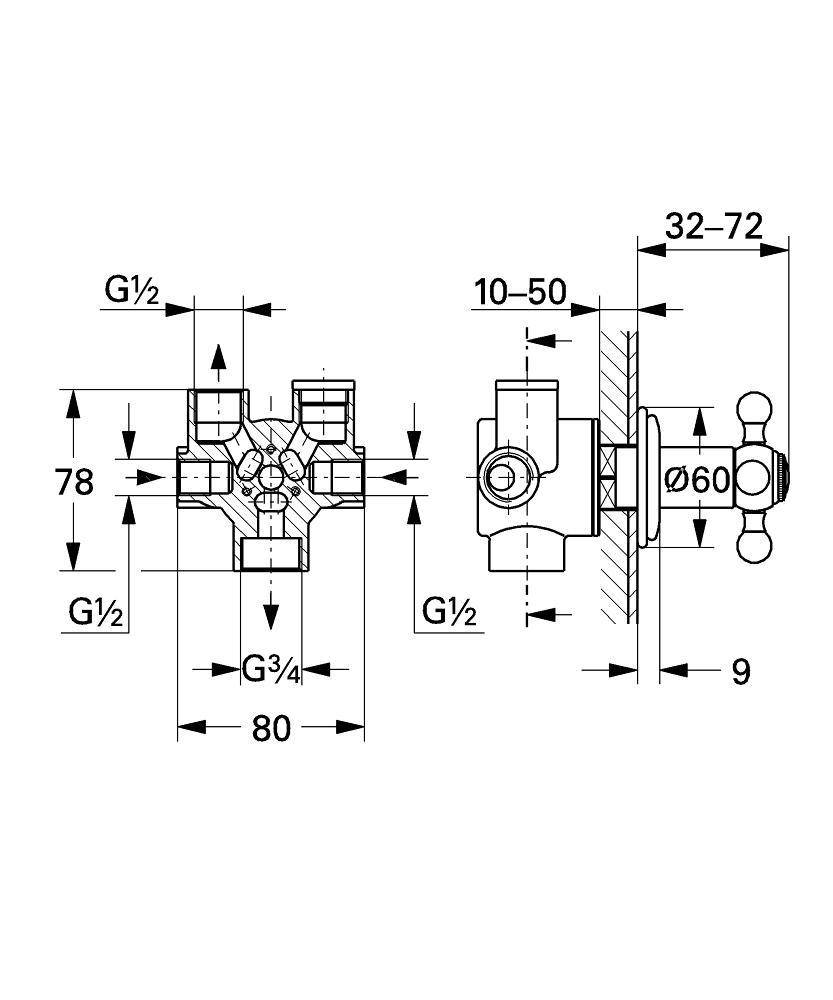 29010000 Внешняя часть переключателя Grohe Sinfonia хром - Вид №1