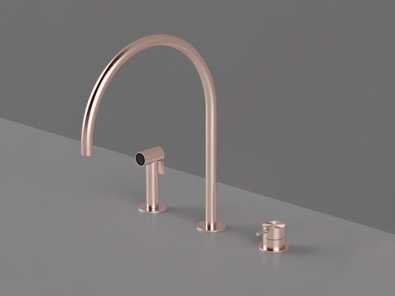 Смеситель для кухни с 3 отверстиями из нержавеющей стали со съемным ручным душем Radomonte TOKI ARCH-00127260 - Вид №7