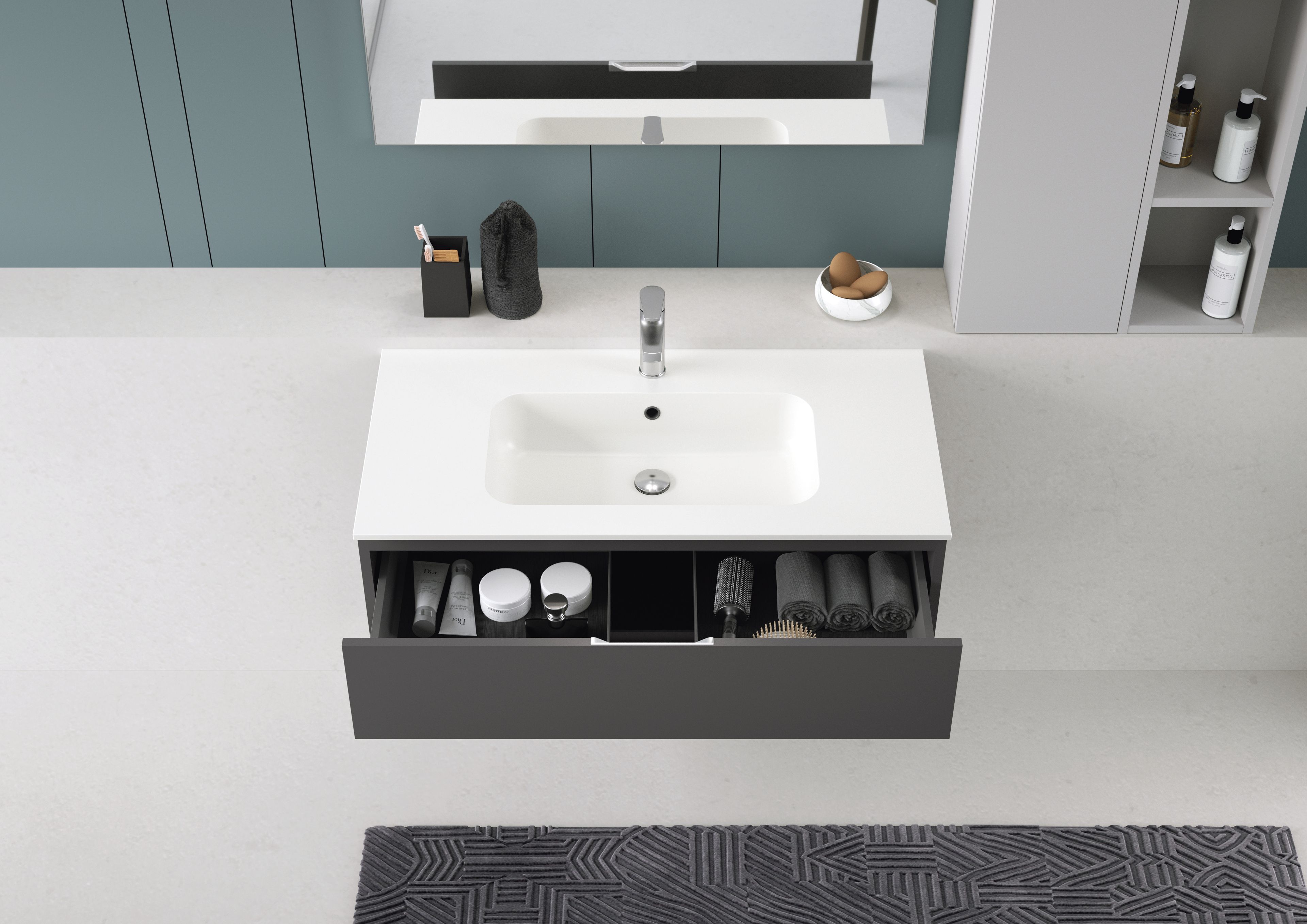 Деревянный шкаф для умывальника с интегрированной раковиной с навесным шкафом Gruppo Geromin Qubo2 ARCH-00075614 - Вид №1